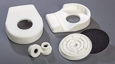 Formteile aus Elastomer-Schaum in verschiedenen Formen und Größen Elastomer-Schaum Bauteile aus Polyurethan für dämpfende Anwendungen